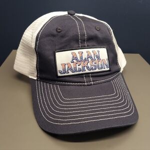 Alan Jackson Mesh Trucker Baseball Hat Red White Blue Usa Flag Stars and Stripes